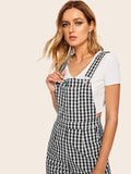 Gingham Pocket Side Pinafore Jumpsuits