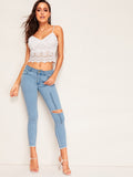 Ripped Zip Detail Skinny Jeans