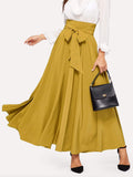 Bow Tie Wide Waistband Maxi Skirt