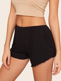 Lettuce Hem Ribbed Sleep Shorts