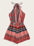 Tribal Print Knot Romper