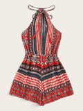 Tribal Print Knot Romper