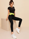 Crisscross Colorblock Waist Crop Leggings