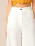 Button Front Wide Leg Crinkle Pants