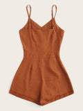 Button Front Solid Cami Playsuit