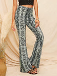 Snakeskin Print Flare Leg Pants