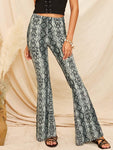 Snakeskin Print Flare Leg Pants