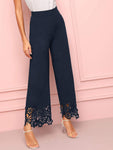 Laser Cut Panel Wide Leg Pants