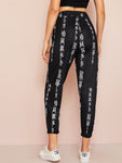 Chinese Character Print Pants