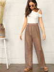 Elastic Waist Circle Lace Palazzo Pants