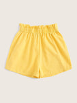 Frilled Elastic Waist Paperbag Shorts