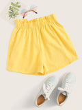 Frilled Elastic Waist Paperbag Shorts