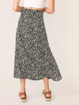 Ditsy Floral Print Button Front Skirt