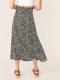 Ditsy Floral Print Button Front Skirt