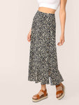 Ditsy Floral Print Button Front Skirt