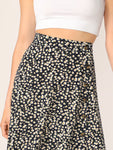 Ditsy Floral Print Button Front Skirt