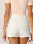 Zipper Back Solid Wrap Skort