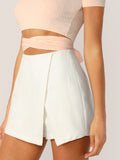 Zipper Back Solid Wrap Skort