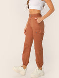 Pocket Side Buckle Belted Lantern Pants