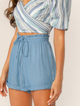 Drawstring Waist Cuffed Shorts