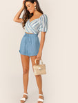 Drawstring Waist Cuffed Shorts