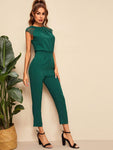 Contrast Lace Cuff Pleated Jumpsuit