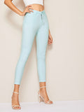 Solid Skinny Cropped Jeans