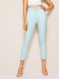 Solid Skinny Cropped Jeans