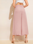 Knot Waist Fold Pleat Wide Leg Pants