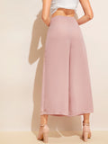 Knot Waist Fold Pleat Wide Leg Pants