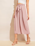 Knot Waist Fold Pleat Wide Leg Pants