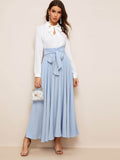 Bow Tie Wide Waistband Maxi Skirt