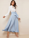 Bow Tie Wide Waistband Maxi Skirt