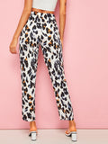 Leopard Tie Front Pants