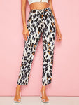 Leopard Tie Front Pants