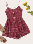 Ditsy Floral Button Front Cami Romper