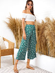 Ditsy Floral Knot Front Overlap Culotte Pants