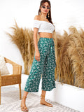 Ditsy Floral Knot Front Overlap Culotte Pants