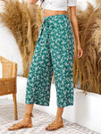 Ditsy Floral Knot Front Overlap Culotte Pants