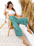 Ditsy Floral Knot Front Overlap Culotte Pants