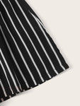 High Waist Bow Decor Striped Paperbag Shorts