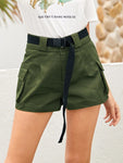 Dual Pocket Self Waist Utility Shorts