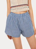 Striped Elastic Waist Shorts