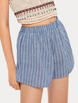 Striped Elastic Waist Shorts