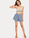 Striped Elastic Waist Shorts