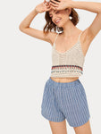 Striped Elastic Waist Shorts