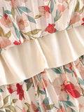 Floral Print Pleated Chiffon Skirt