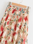 Floral Print Pleated Chiffon Skirt