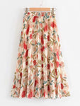 Floral Print Pleated Chiffon Skirt