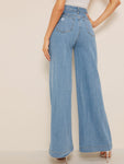 Ripped Detail Wide Leg Jeans